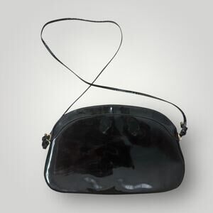Vintage Koret “Korettalak” Black Patent Shoulder Bag – Mid Century 1950s–60s